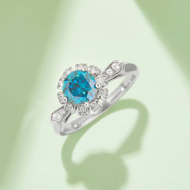 制服诱惑S925银镀白金MoissaniteWomen's Ring1ctD级